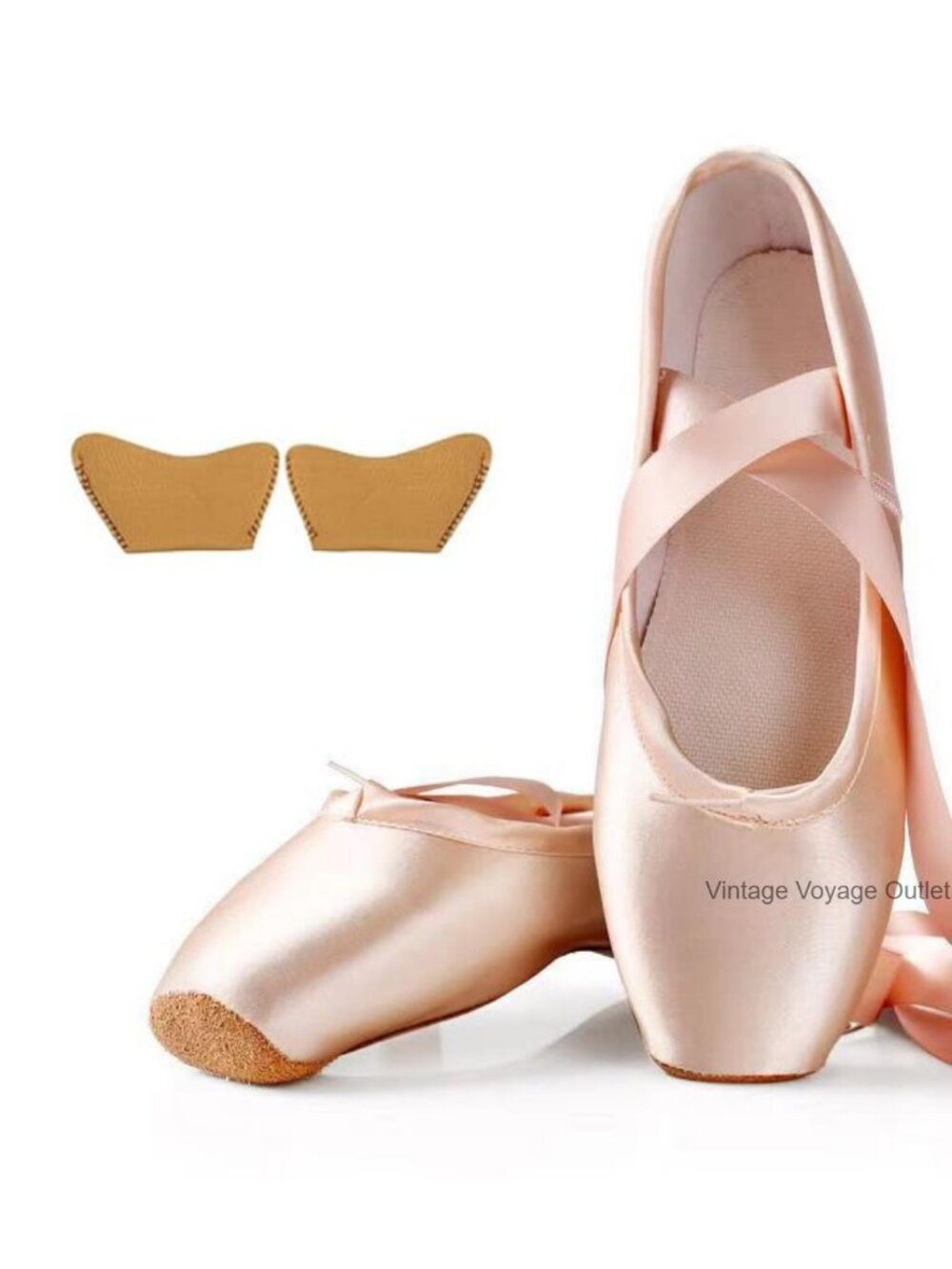 Satin Ballet Pointe Shoes with Ribbon for Dance Training